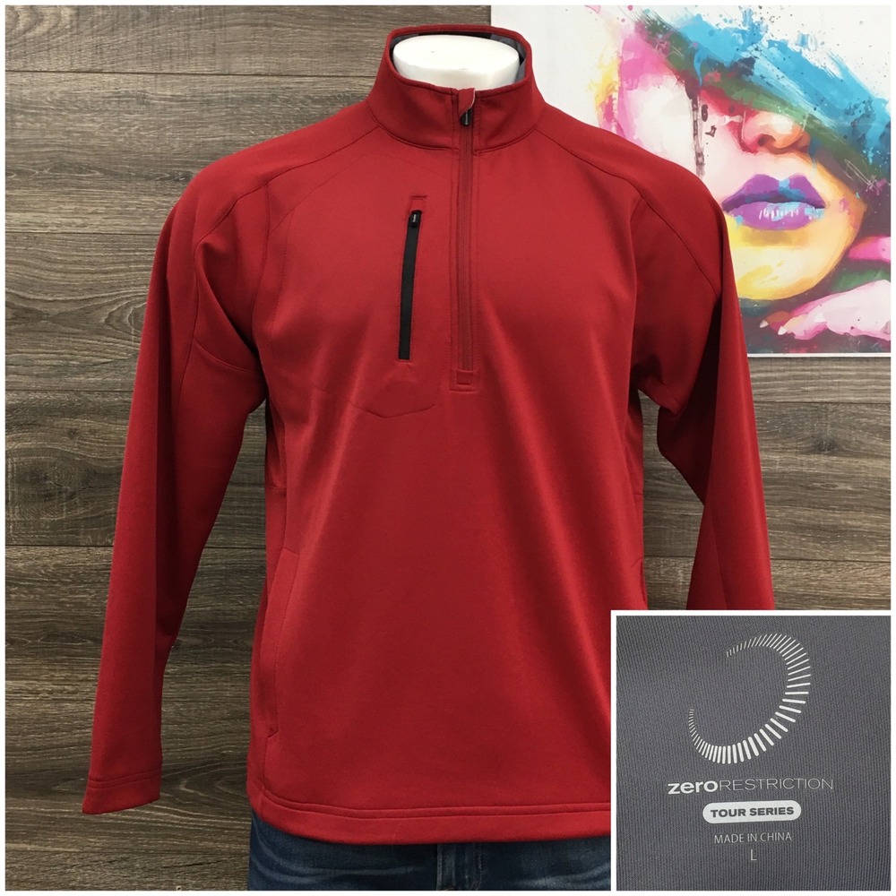 Zero Restriction Tour Series Mens Large Red Quarter Zip Golf Pullover Jacket